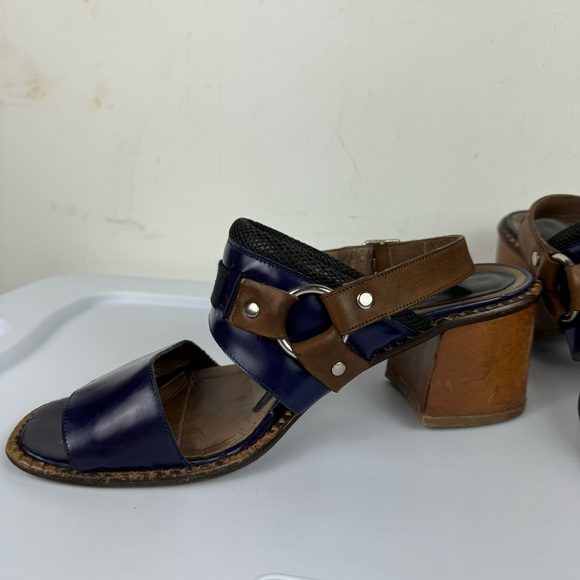Marni Purple Patent Leather Strap Block Heel Sandals Sz 41 Slingback